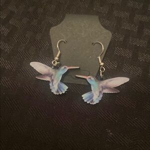 Blue and Purple Hummingbird Earrings handcrafted